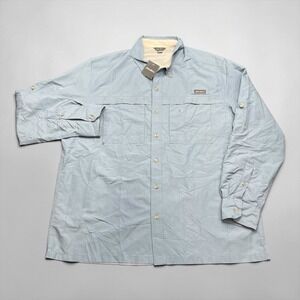 NEW Eddie Bauer Mens 2XL LS Guide Shirt Chamblu Blue Ripstop Fishing Hiking 0554